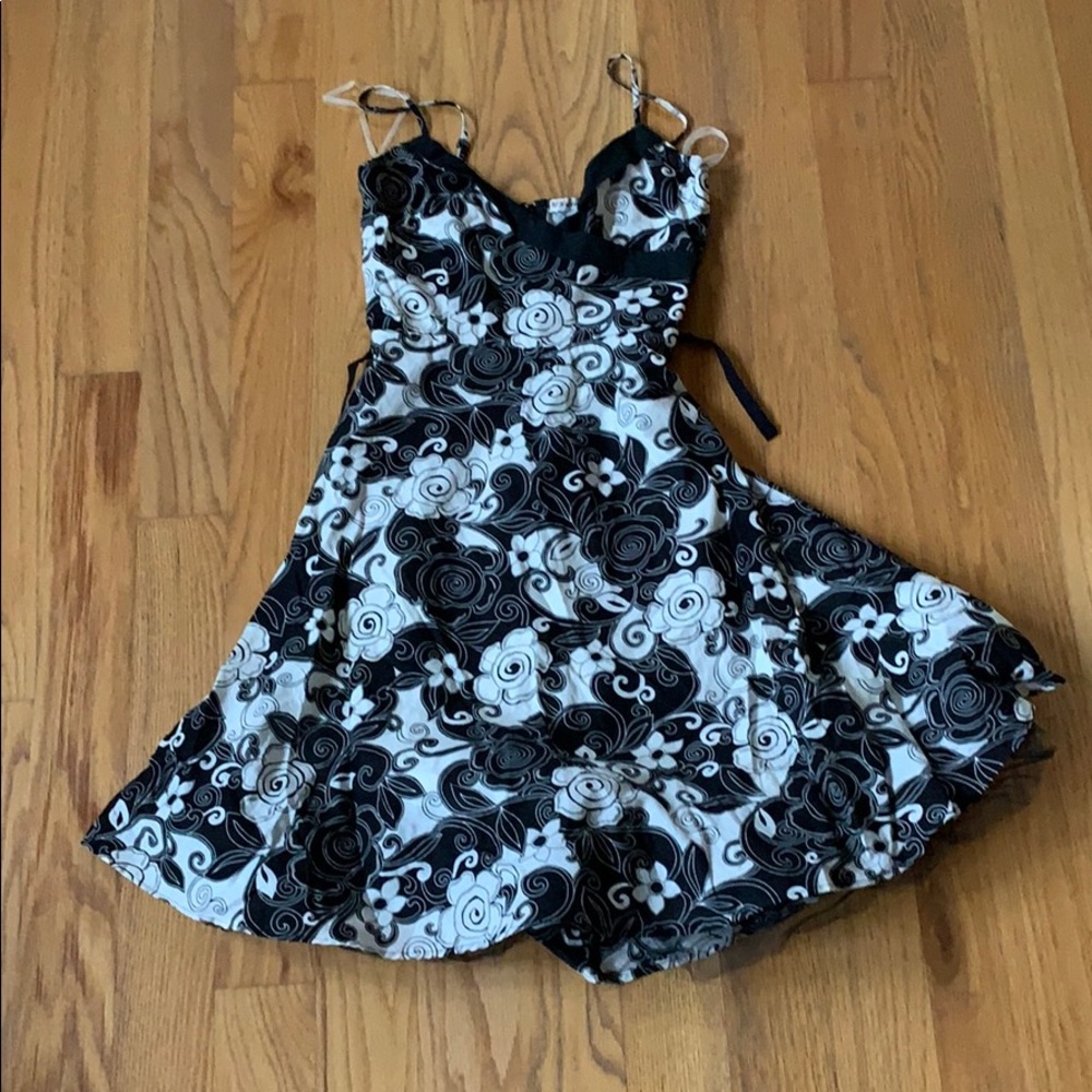 Black and White Floral Mini Dress